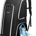 YOREPEK Football Bag for Equipment, Large Football backpack, Duffle Bag for Shoulder Pads & Shoes Compartment,baseball,basketball,soccer,black