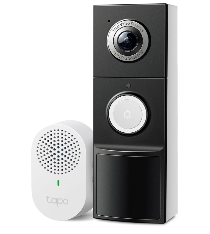 Tapo 2K+ Wired or Battery Powered Smart Video Doorbell with Chime  180° Field of View, Person/Vehicle/Package Detection, Ring Call, 2Way Audio, SubscriptionFree Local Storage or Optional Cloud,D225