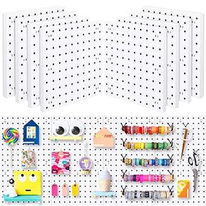 8Pcs Pegboard Wall Organizer Panels, White Pegboard Wall Mount for Craft Room, Garage, Kitchen, Living Room, Bathroom, and Study Room, Peg Boards for Walls Easy to Install