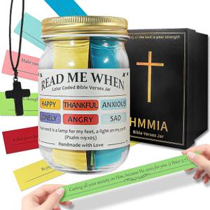 Read Me When Bible Verses Jar with Black Cross, Bible Verse Jar for Women Men Teen Girls, Christian Gifts for Women, Daily Motivational Scripture Prayer Hope Jars, Easter Day Gifts, Graduation Gift