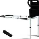 KingPavonini Bed Rails for Elderly Adults Safety - Adjustable Bed Cane with Non-Slip Ergonomic Handle and Storage Pocket, Stable Bed Assist Rails for Seniors Hold up to 300 Lbs, Tool-Free Assembly (Medium)