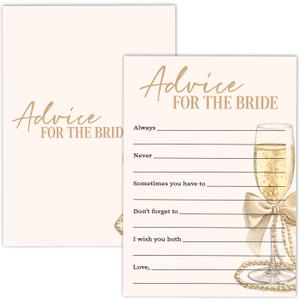 Bridal Shower Games, Bow Champagne Wedding Shower Games for Bride to Be Groom Newlyweds, Bachelorette Engagement Party Ideas Decorations, Advice for The Bride Cards for 25 Guest, A17
