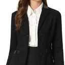 Allegra K Faux Suede Blazer for Women Lapel Collar Button Front Long Sleeve Jacket Casual Office Wear S