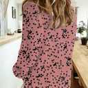 Dokotoo Women's Casual V Neck Alicia Floral Print Roll Up Long Sleeve Chiffon Button Down Blouses Bohemian Top Shirts (XL)