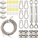 52Pcs Sun Shade Sail Hardware Kit, M6 Turnbuckles with 6.6ft Cables Sun Shade Sails Canopy Installation Set, Replace for Outdoor Garden Patio