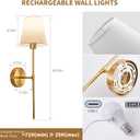 Battery Operated Wall Sconce Set of 2, Gold Rechargeable Wireless Wall Lights with Remote - 5000mAh Dimmable RGB Bulbs | 15 Color, Cordless Wall Lamps for Bedroom, Living Room, Hallway Decor