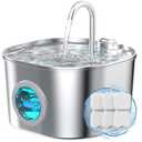 Cat Water Fountain Stainless Steel: Pet Fountains for Cats/Dog Indoor Automatic Waterer Bowls for Drinking Small Animal Water Dispenser Metal Pets Watering Faucet Bottle Auto Kitty Watering Supplies