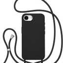 ZTOFERA for iPhone 16E/iPhone 17E 6.1 inch Case with Strap,Crossbody Phone Case with Adjustable Neck Shoulder Lanyard,Soft Silicone Shockproof Protective Phone Cover-Black