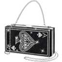 Trnayi Women Poker Card Evening Clutch Rhinestone Purse Casino Vegas Novelty Purse Queen Hearts Bags Playing Cards Gift(Black,Ace of Hearts)