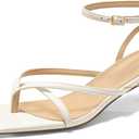 Coutgo Womens Strappy Low Kitten Heels Sandals Open Square Toe Flip Flop Summer Dress Party Shoes