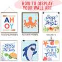 Hadley Designs 6 Ocean Wall Decor - Beach Room Decor for Toddlers, Seahorse and Whale Pictures Wall Decors for Kids, Reversible Unframed Ocean Art for Kids Bedroom, Made in USA