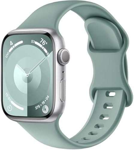 Set of 2 ZALAVER Bands Compatible with Apple Watch Bands 40mm 38mm 41mm 42mm 44mm 45mm 49mm Women Men, Soft Silicone Sport Replacement Band