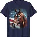 Patriotic Horse American Flag Horseback Riding Western Farm T-Shirt Small