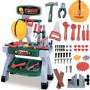 Toddler Tool Bench — Pretend Workbench with Toy Tools, Helmet, Screws & Gears, Creative Construction Playset for Hands-On Role Play, Gift for Kids Ages 3+