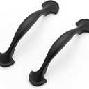 Ravinte 5 Pack Solid 3 Inch Rounded Foot Arch Kitchen Cabinet Handles Matte Black Curved Pulls Black Drawer Pulls Kitchen Handles for Cabinets Hardware Drawer