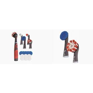 Rubbermaid Reveal Cordless Battery Power Scrubber Home Kit, 18 Pieces, Red & Cleaning Power Electric Scrub Brush Microfiber Refill Kit, 2 Pieces, Red/Gray
