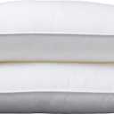 Amazon Basics Down Alternative Pillows for Stomach and Back Sleepers, Soft Density, Standard Size 26" x 20", White, 2-Pack