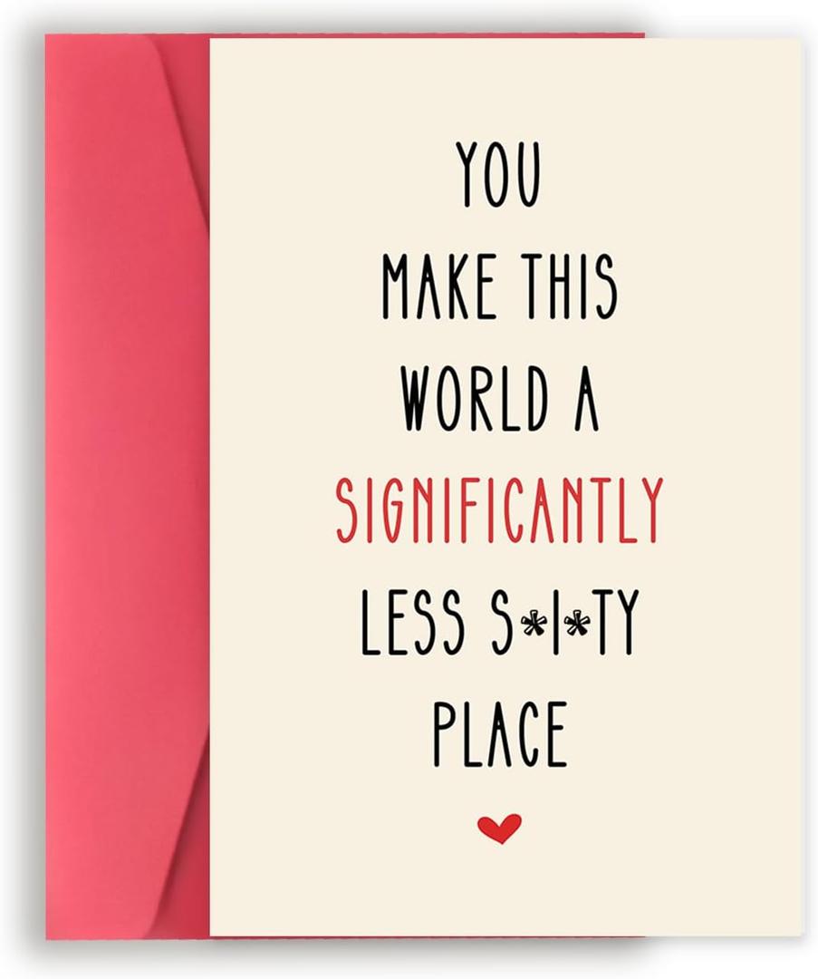 5 x Best Friend Birthday Card, Funny Bestie Birthday Gifts Card, You Make The World Better, Thank You Card for Him Her - You Make This World A Significantly Less Shitty Place (MS136)