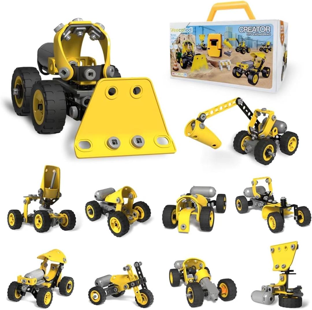 STEM Toys for 5 6 7 8+ Year Old Boy Girl,10 in 1 Electric Building Toys for Kids Ages 4-8 5-7 6-8, Educational Construction Activities for Boys 4-6 8-10, Creative Games Birthday Christmas Idea Gift