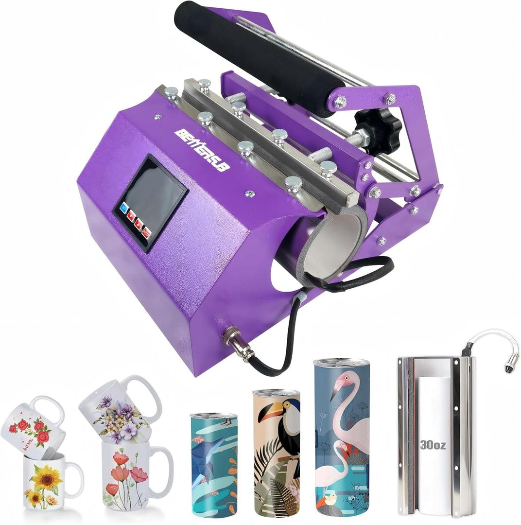 BetterSub Tumbler Mug Heat Press Machine 30 OZ 20 OZ 16 OZ Sublimation Straight Skinny Tumbler Mug Sublimation Print 11 OZ 15 OZ Sublimation Mug Heat Transfer Purple