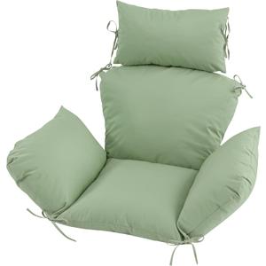 Outdoor Egg Chair Cushion with 8 Securing Straps, Water-Repellent & Fade-Resistant, Removable Cover, Replacement Cushion for Most Single Hanging Swing Egg Chairs – Sage Green