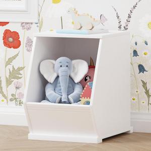 UTEX Toy Storage Organizer for Kids, Stackable Toy Storage Cabinet, Wooden Cubby Toy Organizer, White Toy Shelf for Playroom, Bedroom, Living Room, Nursery, 1 Cubby