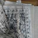 8' x 10' Area Rug, Washable Non-Slip Vintage Low-Pile Faux Wool Carpet, Soft Pet Friendly Farmhouse Rug for Living Room Bedroom Dining Room, Grey Blue