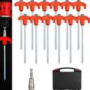 12 Pack Screw in Tent Stakes Heavy Duty,8  Ground Anchors Screw in,Metal Stakes with Hex Head Driver and Sturdy Storage Box. (12, Orange)