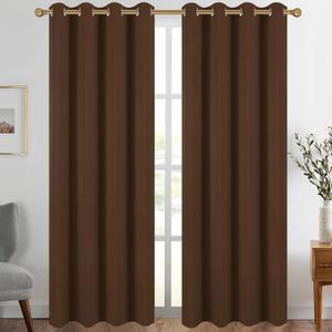 Diraysid Chocolate Brown Grommet Blackout Curtains for Bedroom Thermal Insulated Room Darkening Curtains Drapes, 52 x 95 inch, 2 Panels