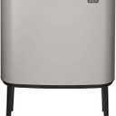Brabantia Bo Touch Bin 2.2+5.1 Gallon/11+23L (Soft Gray), Dual-Container Trash Can for Kitchen, Soft-Touch Garbage Can with 2 Inner Buckets and Raised Base