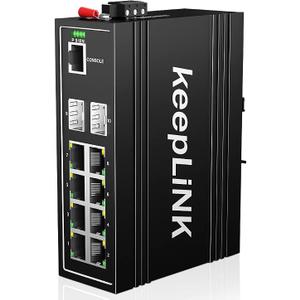 10-Port Industrial Gigabit PoE Switch, Managed with 8 PoE+@130W, 2 SFP Slots, DIN Rail Network Switch, IP40, Operating Temperature Range of -30° – 75°C (-22° – 167°F), Lifetime Protection