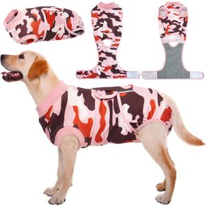 Kuoser Recovery Suit for Dogs Cats After Surgery, Professional Pet Recovery Shirt Dog Abdominal Wounds Bandages, Substitute E-Collar & Cone,Prevent Licking Dog Onesies Pet Surgery Recovery Suit (L (Back:16.1-20.1'', Weight:23-48 LB), PinkCamo)