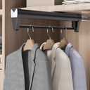 Adjustable Double-Rail Pull Out Clothes Hanger Rod with Thick Steel - Wardrobe Clothing Rail Hanger Rack Bar for Pants and Clothes (Double Track 20 inch)