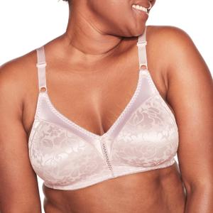 Bali Women's Wireless Lace Bra, Double Support Lace Bras for Women, Stay-in-Place Straps, Full Coverage, Comfortable (Beige, M)
