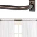 TANGWIN Bronze Wrap Around Curtain Rods 28 to 60 Inch:Blackout Heavy Duty Adjustable Window Curtain Rod for Bedroom Kitchen,Modern Decorative Curved French Metal Single Drapery Rod Easy Install,Brown