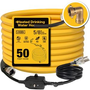 UTOOL 50 FT Heated Water Hose for RV Camper with 90 Degree Elbow, NSF 372 Drinking Water Certified Garden Hose, Automatic Thermostat Antifreeze Protection to -40F, 5/8" ID, 3/4" GHT Adapter