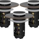 Hibbent 3 Pack Upgraded 3 in 1 Bathroom Sink Drain Strainer, Universal Pop Up Stopper with Removable Stainless Steel Filter Basket Hair Catcher, Sink Plug for 1.1''~2.36'' Basin, Oil-Rubbed Bronze