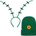 2PCS Halloween Costume Adult Green Beanie Hat Antenna Headband | Ocean Cosplay Party Dress up Accessories (Green)