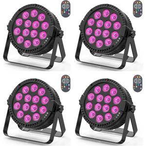 RGBW 4-in-1 Stage Lights, 80W LED Par Lights with DMX512/Remote/Sound Acitvated Control, Uplights for Events, Wedding, Parties, Dance, Stage - 4Packs