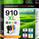 Skydo 910 Ink Cartridges Combo Pack Compatible for HP Ink 910 910XL Ink cartridges Work with OfficeJet 8015e 8025e 8010 OfficeJet Pro 8025e 8028e 8020 8035 Printers (Black Cyan Magenta Yellow)