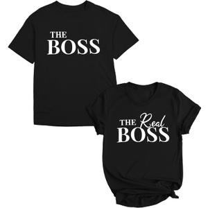 FRYAID Couples Shirts Matching Shirts for Couples Couple Shirts for him and her Funny Cute Graphic Honeymoon Short Sleeve Top (Large, Women-b-black)