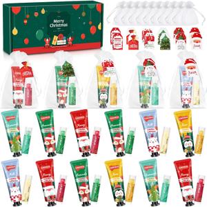 12 Sets Christmas Bulk Gifts For Women, 48 pcs Christmas Hand Cream Lotion & Lip Balm Gifts Set with Organza Bags, Tags for Party Favors, Ideal Christmas Gifts for Women, Coworkers, Teachers (0.04 Ounce (Pack of 24))