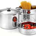 Stainless Steel 4 Piece Pasta Cooker Steamer Multi-Pot, 8 Quarts