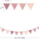 2 x 2 Sets of Dusty Pink Pennant Banner Flags Nursery Garland 24Pcs Blush Pink Linen Fabric Triangle Streamers for Kids Girls Birthday Boho Baby Bridal Shower Wedding Party Decorations Baby Bedroom Decor