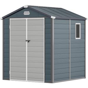 YITAHOME Outdoor Resin Storage Shed w/o Floor, 6.3x6.2FT Plastic Shed with Lockable Doors, Window & Vents, Plastic Tool Shed for Backyard, Patio, Poolside, Lawn, Dark Gray