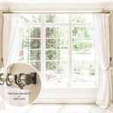 BlastHome® Non-Adjustable Luxury Curtain Rods for Windows, 1 ¼” Rod Set, 7 foot Fixed Length (Two Rods Connect for a Seamless Look), Gunmetal/Pewter