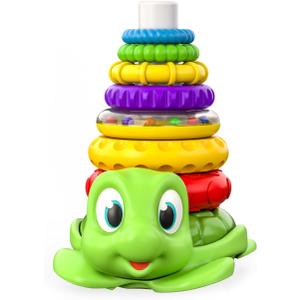 Move2Play Stacking Toy, Includes 7 Unique Rings, Montessori Development, Baby Toy, Gift for 1 Year Old Boys & Girls, Ages 0-6+, 9, 10, 12, 18+ Months (Turtle Stacker)