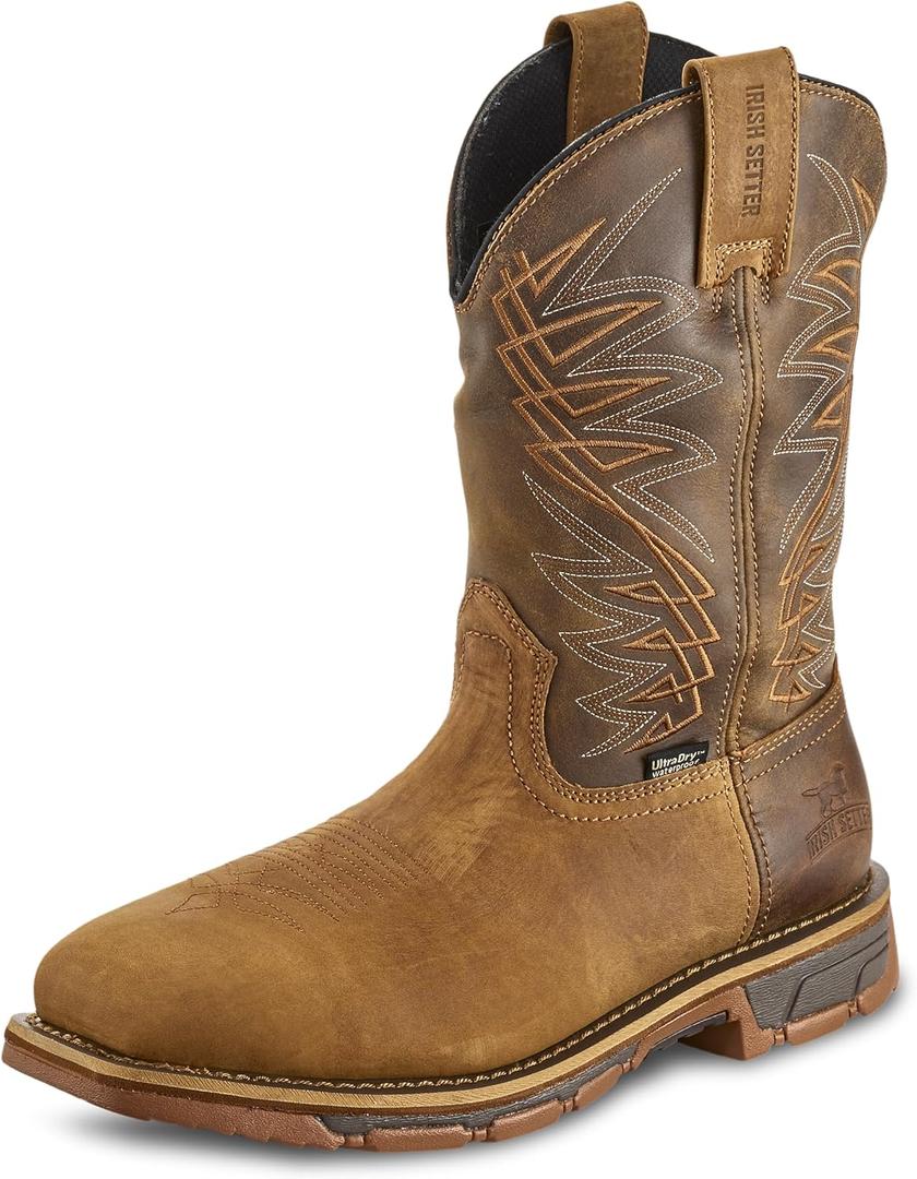 Irish Setter, Marshall, Mens, 11", Waterproof, Soft Toe, Pull-On Work Boot (8.5 Wide, Brown)