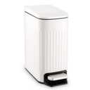 TrashAid Slim Bathroom Trash Can with Lid Soft Close, 6 Liter/1.6 Gallon Stainless Steel Small Garbage Can with Removable Inner Bucket, Step Pedal, Slim Wastebasket for Toilet, Office, Bedroom, White