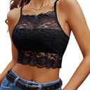 Avidlove Women's Lace Bralette High Neck Camisoles Crisscross Back Double Layer Crop Top,  Large